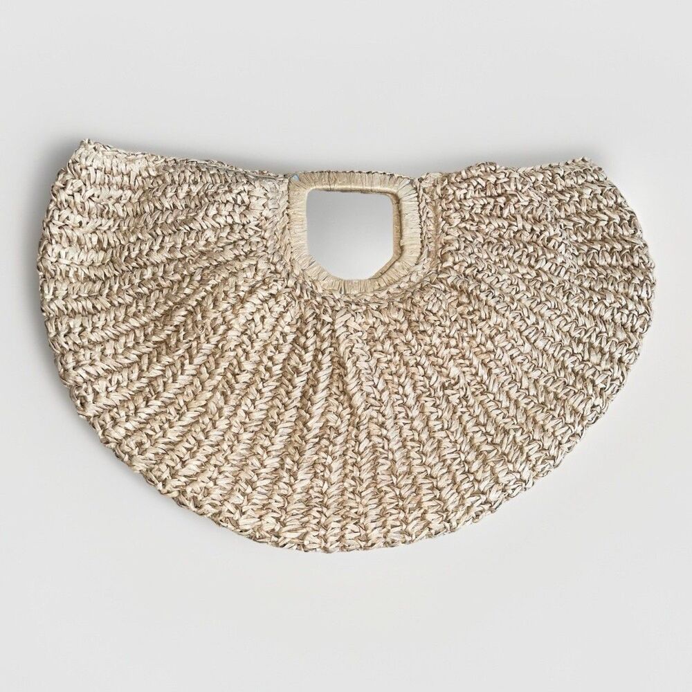 woven straw half-moon handbag Boho